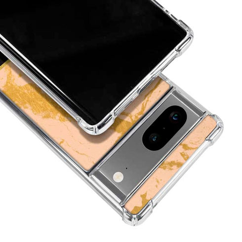 Pink Gold and Black Marble Google Pixel 8 Clear Case